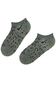 FREYA green low-cut socks with a leopard print | BestSockDrawer.com