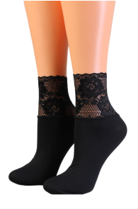 FUMI black socks with a lace hem | BestSockDrawer.com