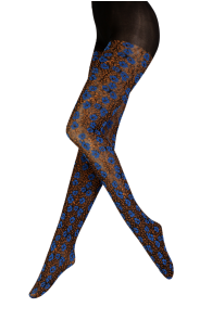 GIA tights with a blue floral pattern | BestSockDrawer.com