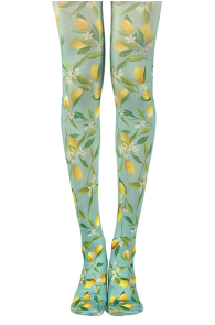 GREEN print tights with a lemon pattern | BestSockDrawer.com