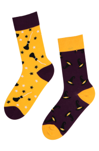 HOCUS POCUS Halloween socks with brooms and witch hats | BestSockDrawer.com