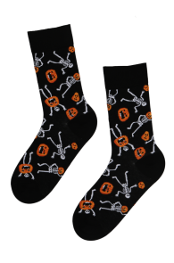 JACK-O'-LANTERN Halloween socks with fun skeletons | BestSockDrawer.com