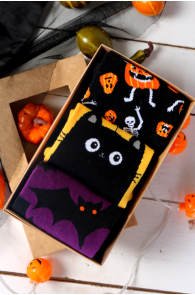 Halloween gift box BLACK CAT with 3 pairs of socks | BestSockDrawer.com