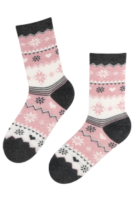 LAPLAND pink cotton socks with winter motifs | BestSockDrawer.com