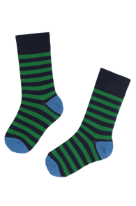 JOEL green striped cotton socks for children | BestSockDrawer.com