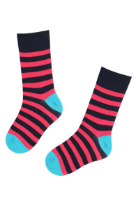 JOEL pink striped cotton socks for kids | BestSockDrawer.com