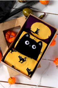 Halloween gift box SPOOKY CAT with 3 pairs of socks | BestSockDrawer.com