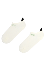 KITTYCAT white low-cut socks with cats | BestSockDrawer.com