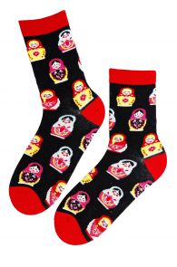 MATRYOSKA black cotton socks for women | BestSockDrawer.com