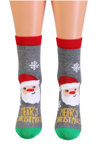 MERLY gray cotton Christmas socks with Santa Claus | BestSockDrawer.com
