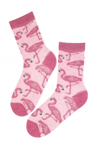 MIAMI angora wool socks with flamingos | BestSockDrawer.com