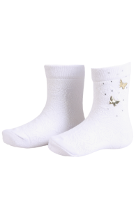 MONALISA white socks with butterflies for babies | BestSockDrawer.com