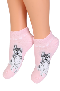 MUKI light pink socks with dogs for kids | BestSockDrawer.com