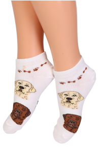 MUKI white socks with dogs for kids | BestSockDrawer.com