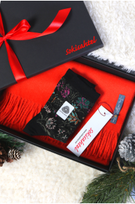 Alpaca wool orange scarf and black MIINA socks gift box for women | BestSockDrawer.com