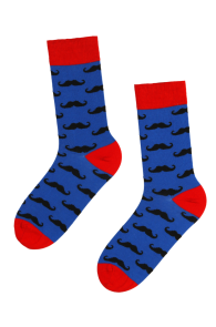 PELLE blue moustache pattern cotton socks for men | BestSockDrawer.com