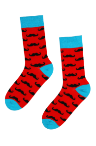 PELLE red cotton socks with moustache pattern for men | BestSockDrawer.com