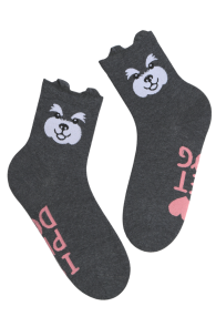 PET DOG dark grey cotton socks with dogs | BestSockDrawer.com