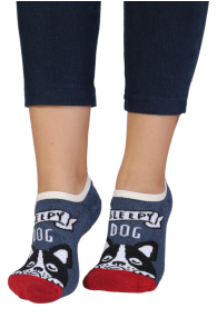 PETSY blue low-cut cotton socks with dogs | BestSockDrawer.com