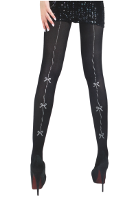 RIBBON black tights with silver details | BestSockDrawer.com