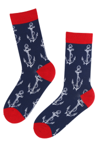 ROBI blue cotton socks with anchors for men | BestSockDrawer.com
