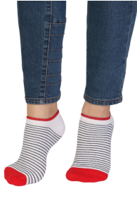 RUBY white low-cut socks with stripes | BestSockDrawer.com