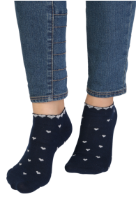 RUBY dark blue low-cut socks with hearts | BestSockDrawer.com