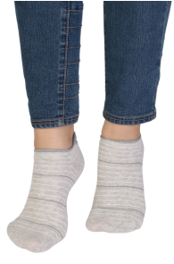RUBY gray low-cut socks with stripes | BestSockDrawer.com
