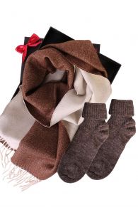Alpaca wool two sided scarf and alpaca wool socks gift box for women | BestSockDrawer.com
