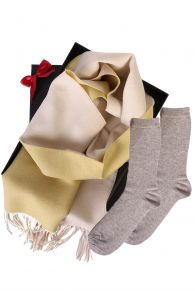 Alpaca wool two sided scarf and SILVER socks gift box for women | BestSockDrawer.com
