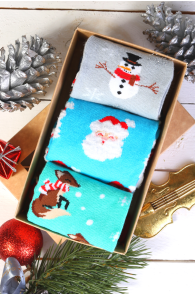 SNOW FUN Christmas gift box with 3 pairs of socks | BestSockDrawer.com