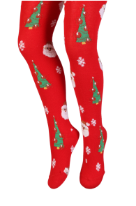 SANTA CLAUS red Christmas tights for kids | BestSockDrawer.com