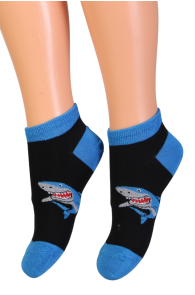 SHARK black low-cut socks with sharks for kids | BestSockDrawer.com