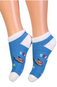 SHARK blue low-cut socks with sharks for kids | BestSockDrawer.com
