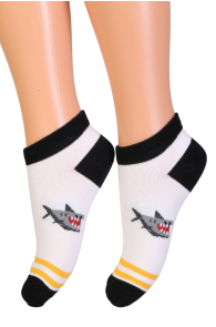SHARK white low-cut socks with sharks for kids | BestSockDrawer.com