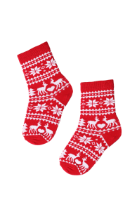 NORTH POLE red cotton socks for kids | BestSockDrawer.com