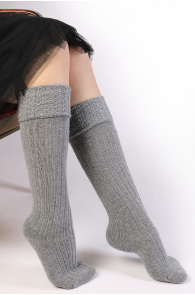 LENNA light gray angora wool knee-highs | BestSockDrawer.com