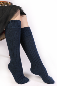 LENNA dark blue angora wool knee-highs | BestSockDrawer.com