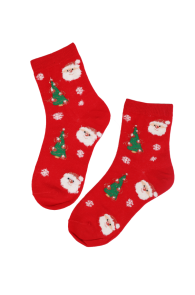 MAIE red Christmas socks with Santa for kids | BestSockDrawer.com