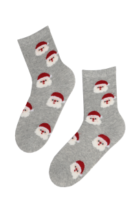 MERRY grey socks with santas | BestSockDrawer.com