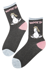 NAMASTE dark gray cotton socks for women | BestSockDrawer.com