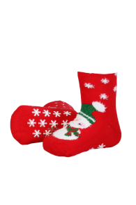 TEDDY red snowman socks with anti-slip soles for babies | BestSockDrawer.com