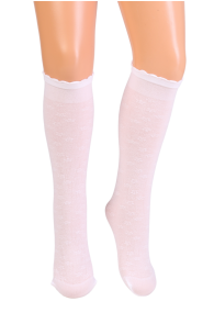 ALEXA white floral sheer knee-highs for girls | BestSockDrawer.com