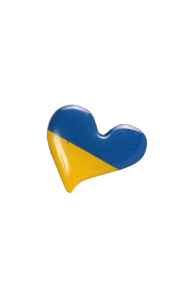 Heart-shaped pin in the colours of the UKRAINE flag | BestSockDrawer.com