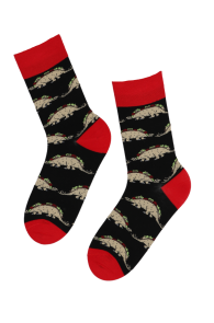 BART black cotton socks with taco dinosaurs | BestSockDrawer.com