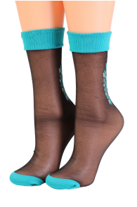 DALILA black sheer socks with a glittering pattern | BestSockDrawer.com