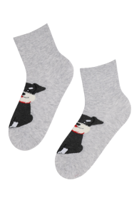DOG grey socks with a terrier | BestSockDrawer.com