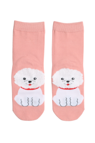 DOG pink socks with a white poodle | BestSockDrawer.com