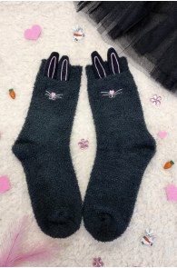 FUNNY BUNNY dark grey socks for women | BestSockDrawer.com