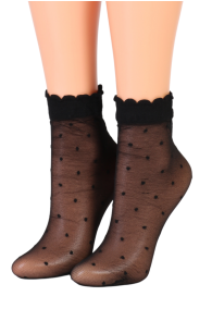 MILLA black sheer socks with dots | BestSockDrawer.com